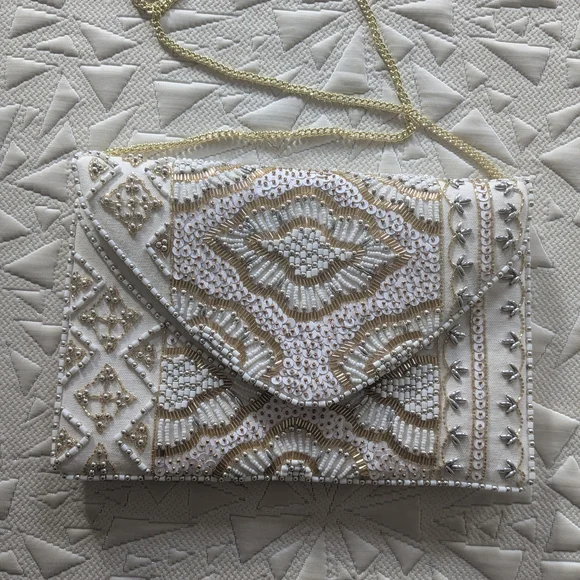 Lulus Etched In Stone Breaded Clutch (With Gold Chain Strap) - Picture 2 of 4